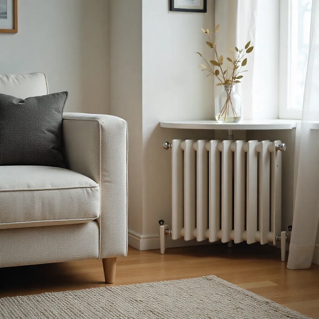 Studio apartment floor plan with heating zones